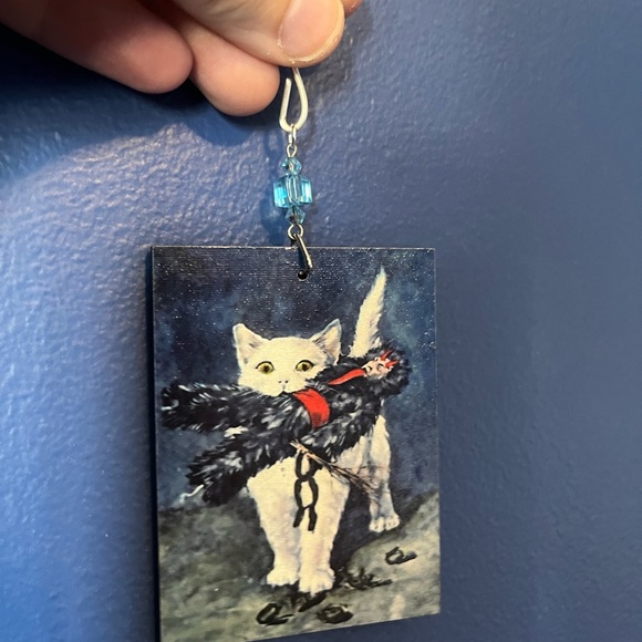 Krampus Cat Yule Ornament, Solstice Ornament, Krampus vs Kitty xmas Ornament - Picture 8 of 11